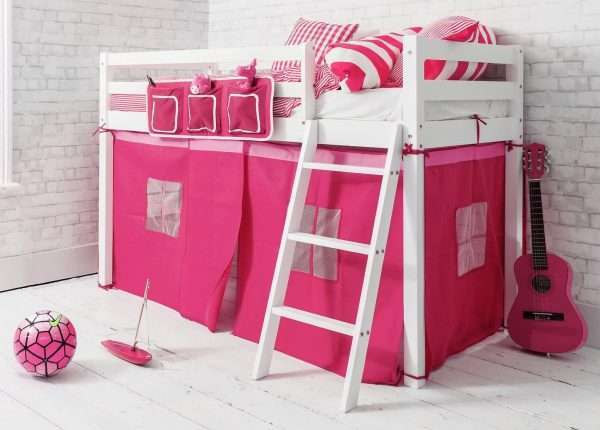 Ontario Midsleeper Bed with Pink Tent